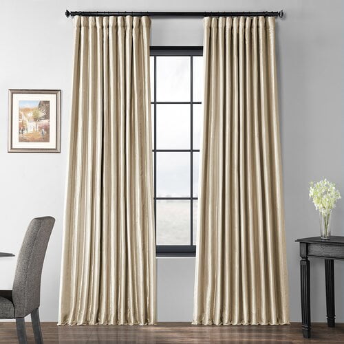 Half Price Drapes Ptch-BO130907-96-DW Blackout Extra Wide Faux Silk Taffeta Curtain Glazed Parchment Exclusive Fabrics & Furnishings PTCH-BO130907-DW 100 x 96 Half Price Drapes Ptch-BO130907-96-DW Blackout Extra Wide Faux Silk Taffeta Curtain Glazed Parchment Exclusive Fabrics & Furnishings PTCH-BO130907-DW 100 x 96